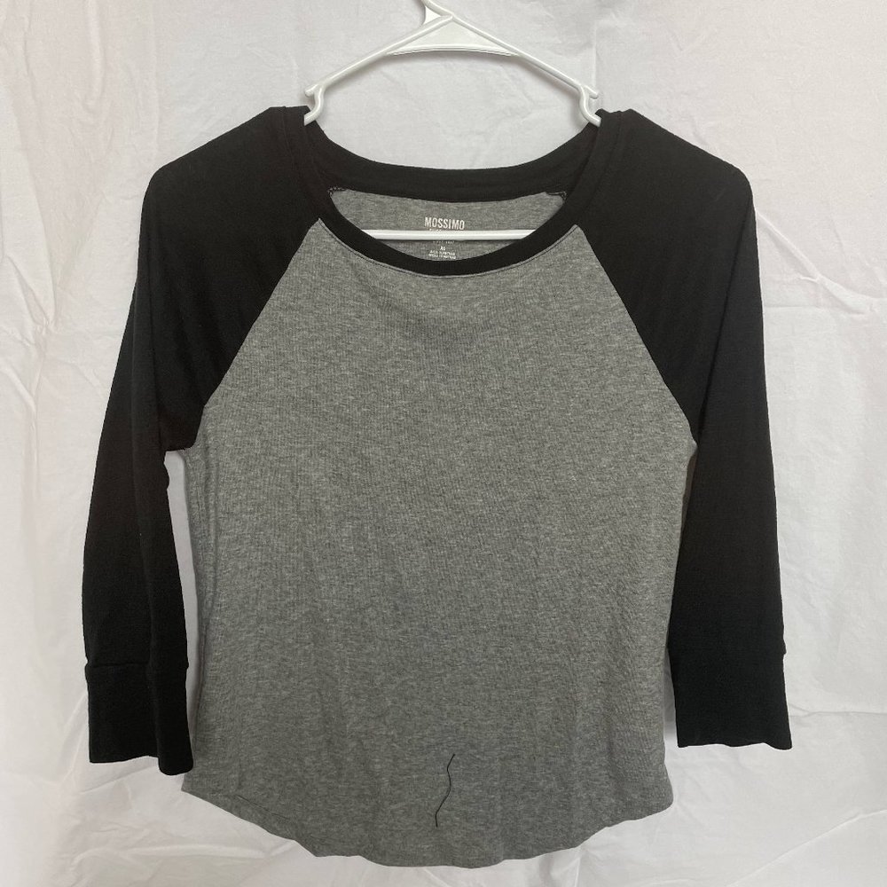 XS Black And Grey Baseball Style Tee